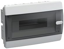 UNION Compact Корпус пластиковый ЩРВ-П-12 IP41 черная прозрачная дверь IEK | код UIC-KP12-V-12-41-K01 | IEK