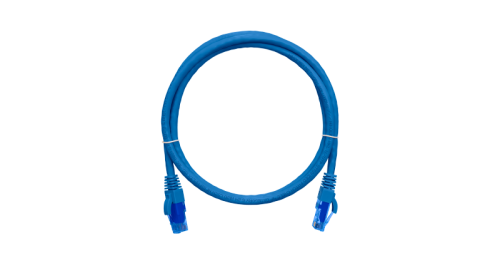 Коммутационный шнур NIKOMAX U/UTP 4 пары, Кат.6 (Класс E), 250МГц, 2хRJ45/8P8C, T568B, заливной, с защитой защелки, многожильный, BC (чистая медь), 24AWG (7х0,205мм), LSZH нг(А)-HFLTx, синий, 0,15м | код NMC-PC4UE55B-001-C-BL | NIKOMAX Сери