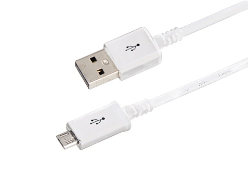 USB кабель microUSB длинный штекер 1 м белый | код 18-4269-20 | REXANT