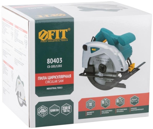 Пила дисковая 1200Вт 4500об/мин 185/20мм железная опора FIT 80403 фото 3