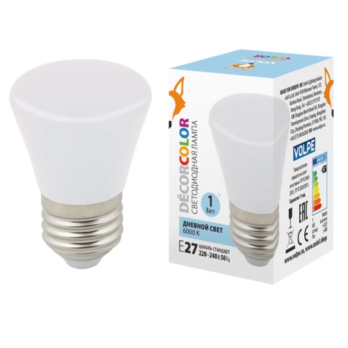 Лампа декоративная светодиодная LED-D45-1Вт 6000K E27 FR С BELL Форма Колокольчик, матовая. Дневной свет (6000K). Картон. ТМ Volpe. | код UL-00005804 | VOLPE