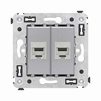 Компьютерная розетка RJ-45 без шторки в стену, кат.6А двойная экранированная, Avanti, Закаленная сталь | код 4404774 | DKC