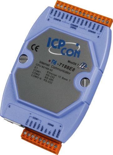 I-7188E8 CR Internet Communication Controller with one Ethernet port, Seven RS-232 ports and one RS-485 | код 00-01132539 | ICP DAS