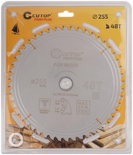 Диск пильный по дереву с тефлоновым покрытием 48Т, Profi plus, 255x1,8/2,6x32/30/25,4/20 мм | код 75-25548Т | FIT фото 2 Диск пильный по дереву с тефлоновым покрытием 48Т, Profi plus, 255x1,8/2,6x32/30/25,4/20 мм | код 75-25548Т | FIT фото 2