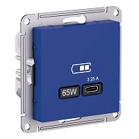 ATLASDESIGN USB РОЗЕТКА тип-C 65Вт высокоскор.заряд. QC,PD, механизм, АКВАМАРИН | код ATN001127 | Systeme Electric