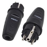 Вилка прямая каучук AM-K01 2Р+РЕ 16А 220В IP44 (ANDELI) | код ADL13-061| ANDELI