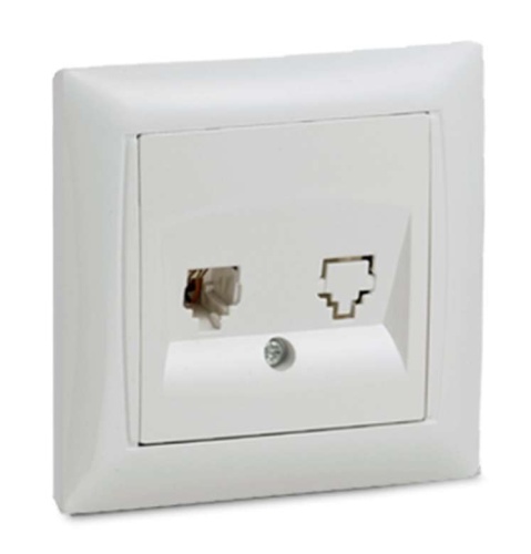 Розетка телефонная 1-м СП Valenzo 6034 16А IP20 бел. ASD / | код 4690612006420 | IN HOME