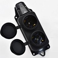 Колодка 2-м 16А IP44 2P+PE 220-240В с защ. крышками каучук | код 106-0400-0110/110 | LEZARD