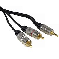 Аудио-видео шнур RUICHI Stereo 3,5 мм - 2 RCA, 1.5 м | код 113674 | Ruichi