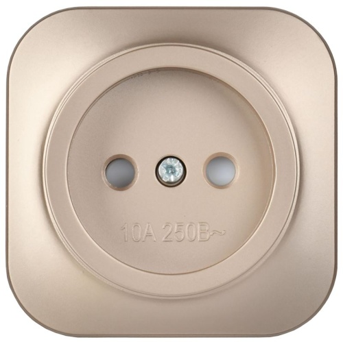 GLORY Розетка 1-местная для открытой установки без заземления с защитными шторками 10А РСш20-2-ХШм шампань матовый IEK | код ERH13-K37M-10 | IEK GLORY Розетка 1-местная для открытой установки без заземления с защитными шторками 10А РСш20-2-ХШм шампань матовый IEK | код ERH13-K37M-10 | IEK