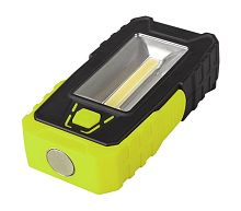 Фонарь светодиодный рабочий WL2-L2W/L03-gn 2COB(150лм)+3LED(30лм) IP44 яркий/эконом магнитное основание с вращением на 180град. ABS-пластик с прорезиненным покрытием 3хAAA (не в компл.) черн./зел. | код 5023222 | ФАZА