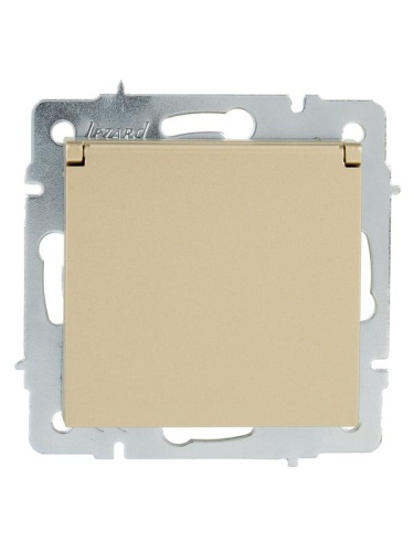 VESNA Розетка с/з с крышкой ПБТ золото | код 742-3688-123B | LEZARD фото 2