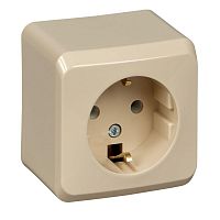 Розетка ETUDE, открытый монтаж, с заземлением, кремовый | код. PA16-003K | Schneider Electric