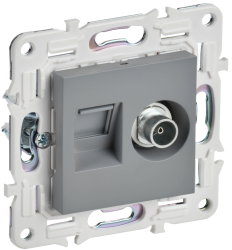SKANDY Роз. двойная TV+RJ45 кат.5E SK-A14Gr сер. IEK | код SK-AK20-1-K03 | IEK