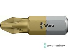 Бита 855/1 TiN PZ, сверхтвердое покрытие нитридом титана, хвостовик 1/4' C 6.3, PZ 2 x 25 мм | код WE-480222 | Wera