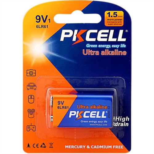 Щелочной/алкалиновый элемент питания PKCELL 6LR61-1B тип - 9V(Крона) 1 шт в блистере | код 6LR61-1B | PKCELL