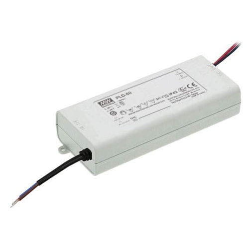 Источник питания AC-DC, 60Вт, ККМ, стабилизация тока, вход 180…295В AC, 47…63Гц, выход 2A/18…30В, изоляция 3750В AC, в кожухе 128х60х31.5мм, -30…+45С | код PLD-60-2000B | MeanWell