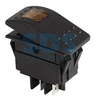 Выключатель клавишный 12V 35А (4с) ON-OFF желтый с подсветкой REXANT | код 36-4462 | REXANT