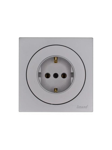 Розетка 1-м OSEN IP20 16А с заземл. ПБТ механизм сер. матов. LEZARD 743-7488-122B фото 3