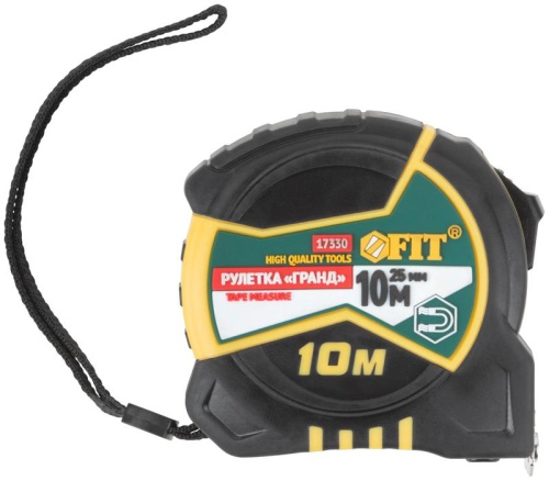 Рулетка Гранд 10мх25мм калибр. лента; нейлон. покрытие; магн. крючок; двойной стопор; прорезиненный корпус FIT 17330 фото 2 Рулетка Гранд 10мх25мм калибр. лента; нейлон. покрытие; магн. крючок; двойной стопор; прорезиненный корпус FIT 17330 фото 2