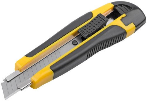 Нож технический 18 мм усиленный прорезиненный, лезвие 15 сегментов | код 10254 | FIT фото 2