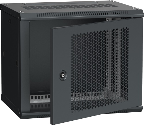ITK Шкаф настенный LINEA W 6U 600х450мм дверь перфорированная RAL 9005 | код LWR5-06U64-PF | IEK