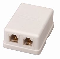REXANT Розетка телефонная внешняя, 2 порта RJ-14(6P-4C), категория 3 (50 шт./уп.) | код 03-0002 | REXANT
