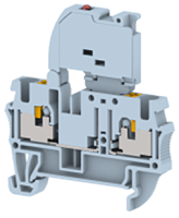 Клемма проходная PUSH-IN 4 мм2, под предохранитель, со светодиодом 48V AC/DC, на 2 подключения, желтая PQF4AD48V-YELLOW | код 3103260484 | Elmex