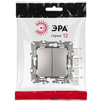 Выключатель Серия 12 12-1104-16 двойной, 10АХ-250В, титан | код Б0065710 | ЭРА