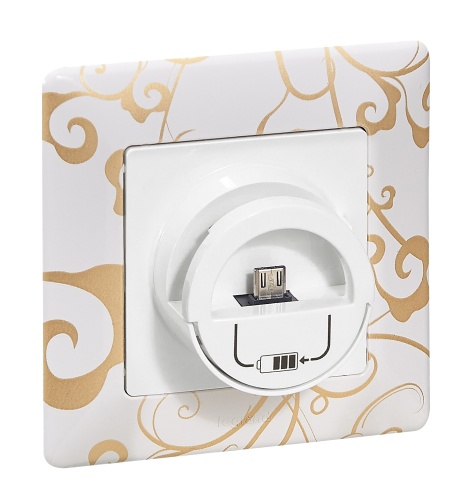 Valena LIFE.Зарядная станция MicroUSB 240В/5В 1500мА.С лицевой панелью.Белая | код 753011 | Legrand
