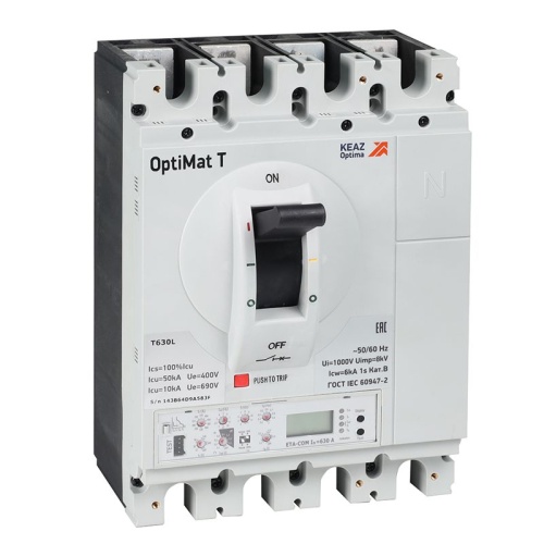 Выключатель автоматический OptiMat T630H ETA 630A 4P | код 356324 | КЭАЗ