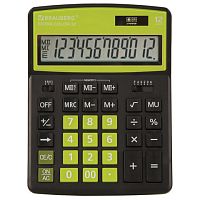 Калькулятор настольный BRAUBERG EXTRA COLOR-12-BKLG (206x155 мм), 12 разрядов, двойное питание, ЧЕРНО-САЛАТОВЫЙ, 250477 | код 250477 | BRAUBERG