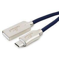 Кабель USB 2.0 Cablexpert CC-P-mUSB02Bl-1.8M, AM/microB, серия Platinum, длина 1.8м, синий, нейлоновая оплетка, блистер | код CC-P-mUSB02Bl-1.8M | Cablexpert
