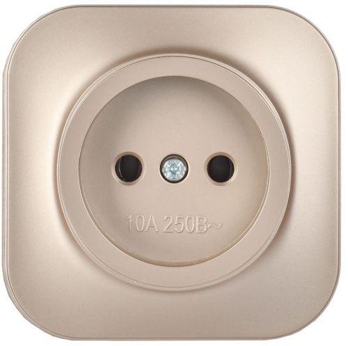 GLORY Розетка 1-местная для открытой установки без заземления без защитных шторок 10А РС20-2-ХШм шампань матовый IEK | код ERH10-K37M-10 | IEK GLORY Розетка 1-местная для открытой установки без заземления без защитных шторок 10А РС20-2-ХШм шампань матовый IEK | код ERH10-K37M-10 | IEK
