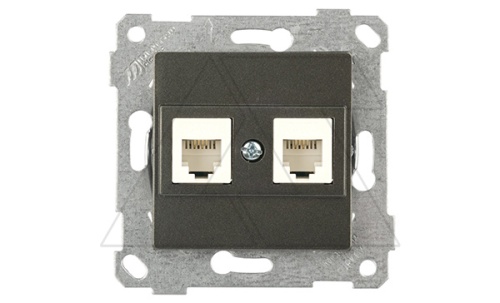Rita - Розетка 2хRJ-45 кат. 5e UTP, дымчатый | код 2200-138-0195 | Mutlusan