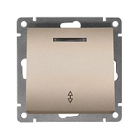 Выключатель проходной одноклавишный с подсветкой UNIVersal серия Афина , с/у, 10А, 220В, шампань (еврослот), механизм | код A0125-Br | Universal