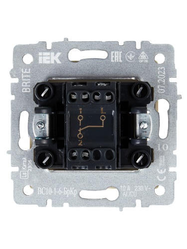 BRITE Выключатель 1-клавишный проходной 10А ВС10-1-6-БрКр бежевый | код BR-V12-0-10-K10 | IEK фото 5