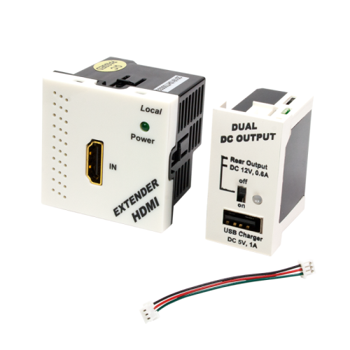 Конвертор RJ45-HDMI, передатчик + блок питания, формата Mosaic, 45x45мм + 22.5х45мм, белые | код LAN-SIP-23HDMI/TX-WH | LANMASTER