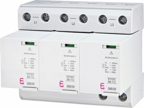 Ограничитель перенапряжения ETITEC SM T12 300/25 (3+0, 6p, TNC) RC | код 002440561 | ETI