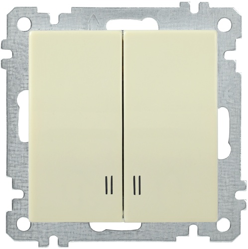 Выключатель 2-клавишный с индикацией ВС10-2-1-Б 10А BOLERO кремовый | код EVB21-K33-10 | IEK