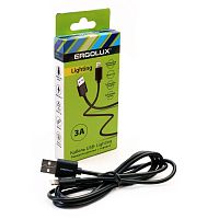 Кабель USB-Lightning 3А 1.2м зарядка + передача данных черн. (коробка) ERGOLUX | код 15096 | Ergolux