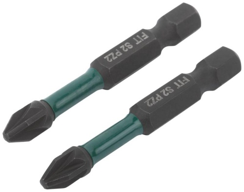 Биты кованые ударные, сталь S2, односторонние 50 мм PZ2, Профи 2 шт., блистер | код 57482 | FIT Биты кованые ударные, сталь S2, односторонние 50 мм PZ2, Профи 2 шт., блистер | код 57482 | FIT