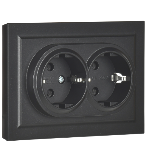 BRITE Розетка 2-местная с заземлением без защитных шторок 16А в сборе РС12-3-БрЧ черный | код BR-R21-16-K02-F | IEK фото 3 BRITE Розетка 2-местная с заземлением без защитных шторок 16А в сборе РС12-3-БрЧ черный | код BR-R21-16-K02-F | IEK фото 3