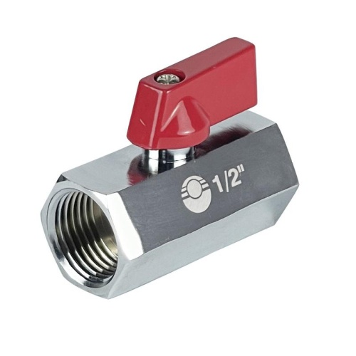 Кран шаровой MINI ВР3/8дюймхВР3/8дюйм никелированный (300/60) К | код VF.330.NB.038 | VALFEX