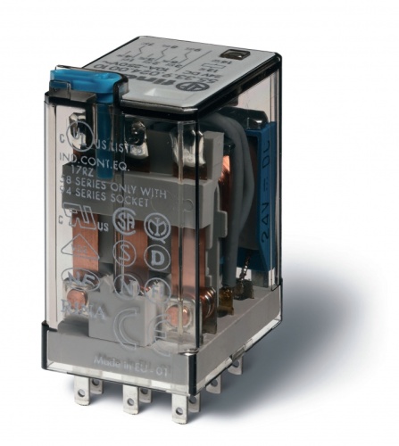 Миниатюрное универсальное электромеханическое реле, монтаж в розетку, 3CO 10A, контакты AgNi, катушка 125В DC, степень защиты RTI, опции: нет | код 553391250000 | FINDER