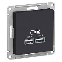 Розетка 2xUSB ATLASDESIGN, карбон | код. ATN001033 | Schneider Electric