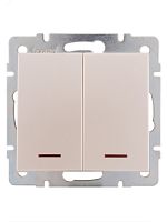Выключатель RAIN двойной с подсветкой жемчужно-белый перламутр механизм | код 703-3088-112 | Lezard