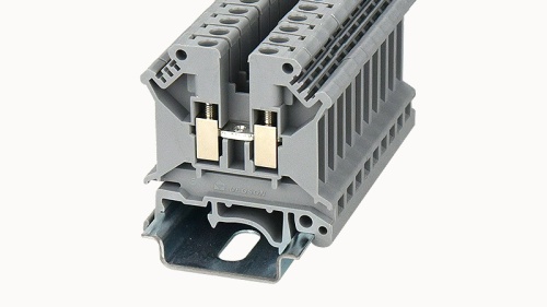PC4-01P-11-00Z(H) Клеммный блок (клеммник) проходной винт. (латун. заж.), на DIN-рельс TS-35/TS-32, сеч. пров. 24-10AWG/ до 4.0 кв.мм, до 600В/30А, Hобщ. = 46 мм, серый изол., шир. 6.2 мм | код 11010000068 | DEGSON