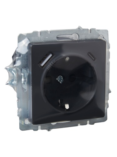 BRITE Роз. с з/к/ш 16А с USB A+C 18Вт РЮш11-1-БрГ граф. IEK | код BR-R14-16-U22-018-K53 | IEK фото 4