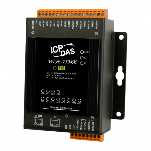 WISE-7504M WISE I/O Module with 4-channels AI, 4-channels AO, 4-channels DI and 2-port Ethernet Switch | код 00-06115963 | ICP DAS